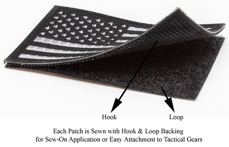 MAXXPRO Reflective Tactical Patches of USA American Flag, with Hook and Loop for Backpacks Caps Hats Jackets Pants, Military Army Uniform Morale Emblems, Size 3x2 Inches - Image 3
